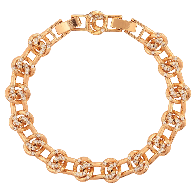 Браслет Xuping Колір Позолота 18K Фантазійний ланцюжок з кристалами розмір з додатковим замком 17.5,19.5см х 7-10мм фото №1