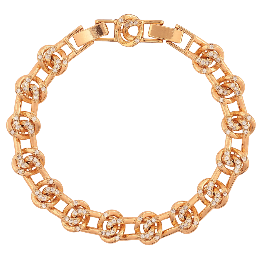 Браслет Xuping Колір Позолота 18K Фантазійний ланцюжок з кристалами розмір з додатковим замком 17.5,19.5см х 7-10мм фото №1