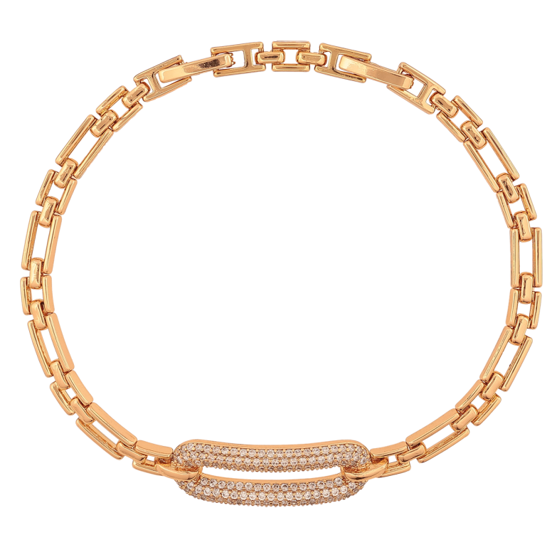 Браслет Xuping Колір Позолота 18K Вставка з інкрустацією кристалами розмір з додатковим замком 18,20см х 4-10мм фото №1