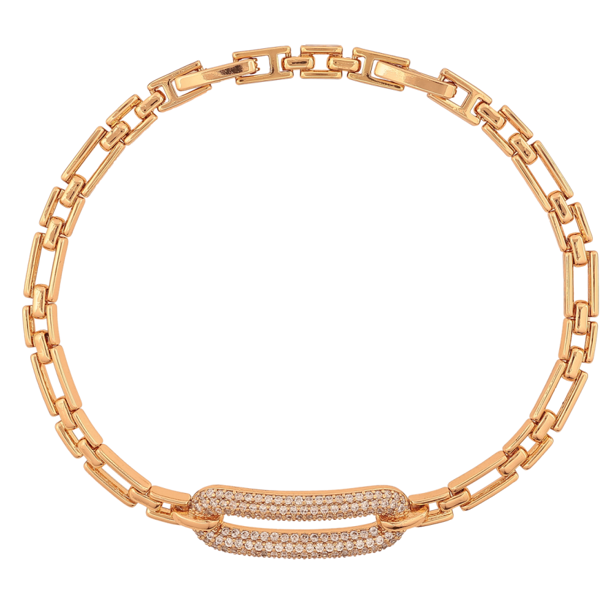 Браслет Xuping Колір Позолота 18K Вставка з інкрустацією кристалами розмір з додатковим замком 18,20см х 4-10мм фото №1