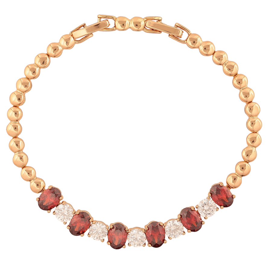 Браслет Xuping Колір Позолота 18K Доріжка червоно-білих кристалів розмір з додатковим замком 17,19см х 4-7мм фото №1