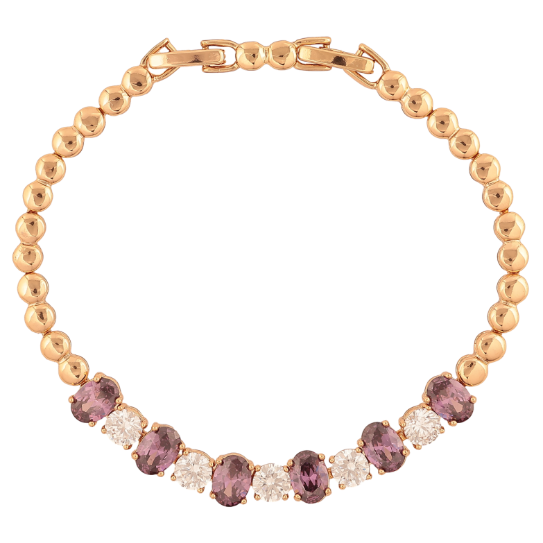 Браслет Xuping Колір Позолота 18K Доріжка бузково-білих кристалів розмір з додатковим замком 17,19см х 4-7мм фото №1