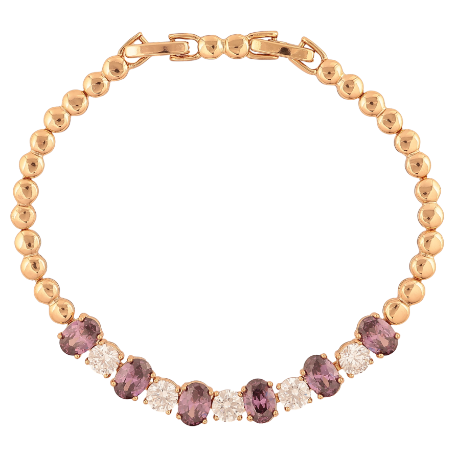 Браслет Xuping Колір Позолота 18K Доріжка бузково-білих кристалів розмір з додатковим замком 17,19см х 4-7мм фото №1