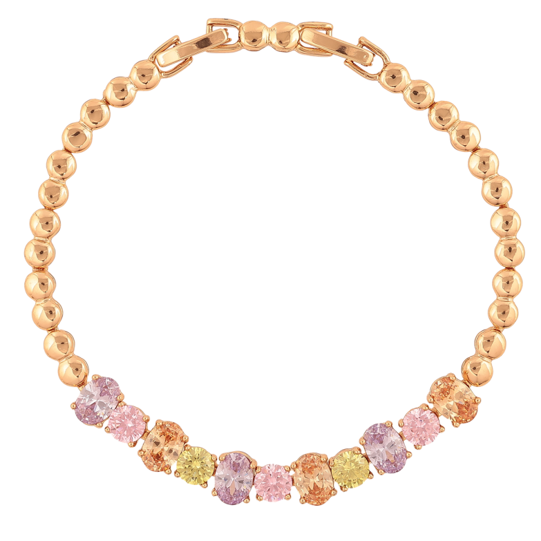 Браслет Xuping Колір Позолота 18K Доріжка різнокольорових кристалів розмір з додатковим замком 17.5,19.5см х 4-7мм фото №1