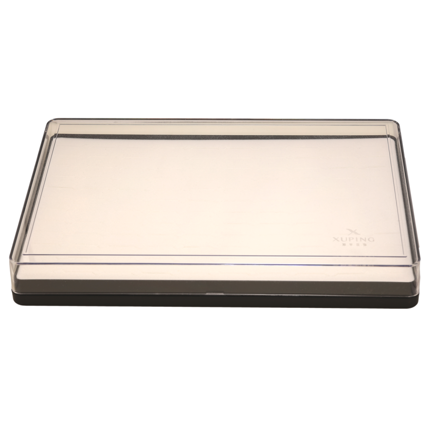 Підставка фірмова з написом Xuping під каблучки Планшет пластиковий з кришкою окремі секції 120шт чорна ДШВ-29.5х20.5х4см фото №1