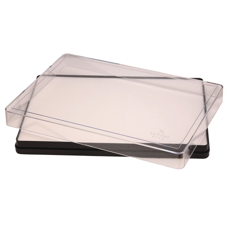 Підставка фірмова Б/В з написом Xuping під каблучки Планшет пластиковий з кришкою окремі секції 120шт чорна ДШВ-29.5х20.5х4см фото №1