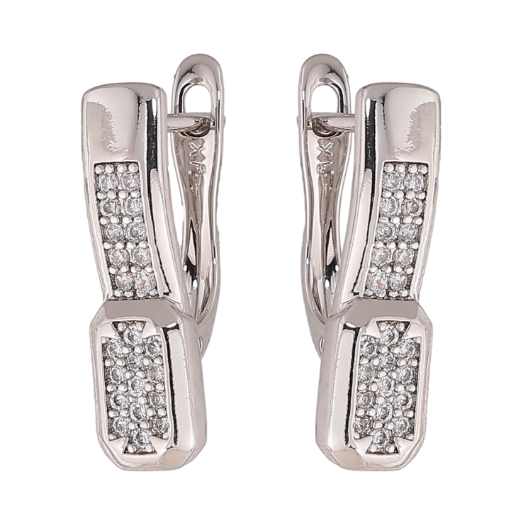 Сережки Xuping колір Родій англійський замок Інкрустація кристалами фото №14