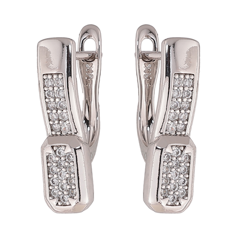 Сережки Xuping колір Родій англійський замок Інкрустація кристалами фото №1