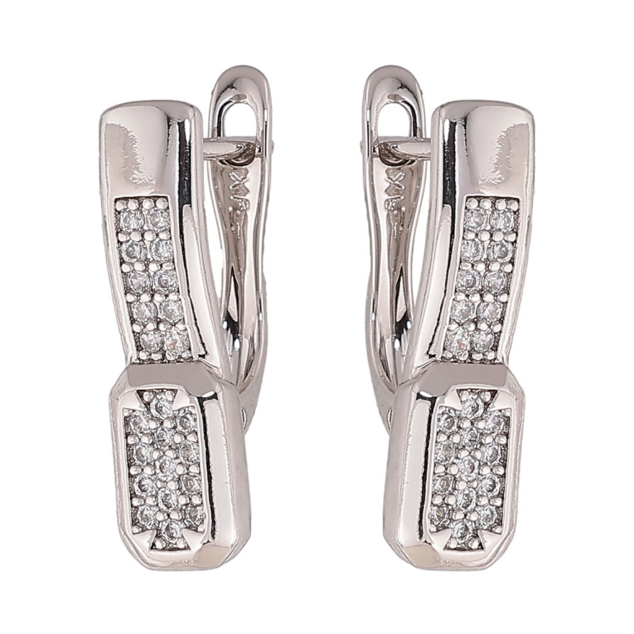 Сережки Xuping колір Родій англійський замок Інкрустація кристалами фото №1