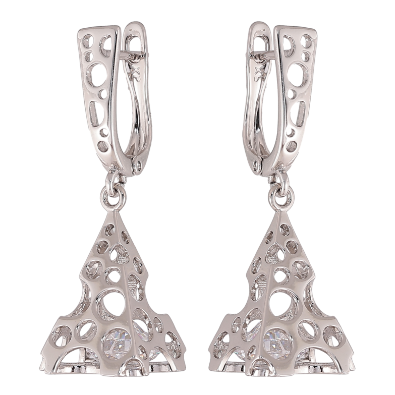Сережки Xuping колір Родій англійський замок Підвіски пірамідки з кристалами фото №1