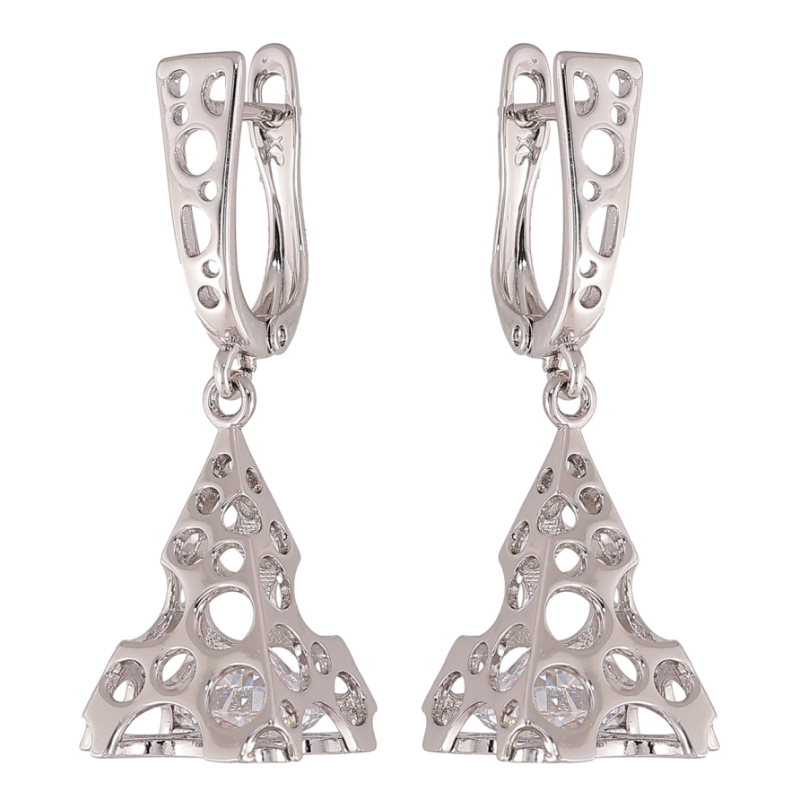 Сережки Xuping колір Родій англійський замок Підвіски пірамідки з кристалами фото №1