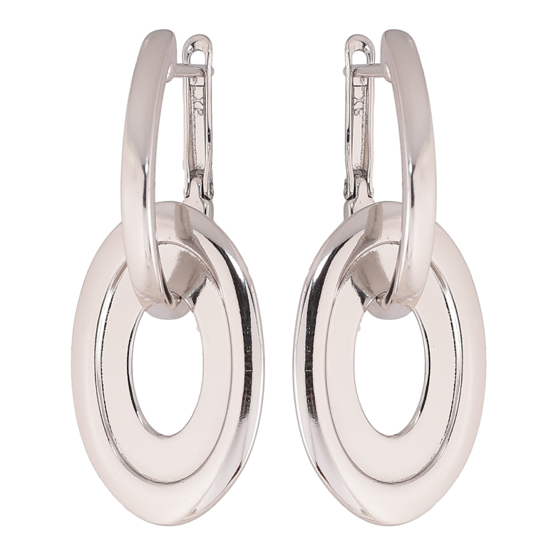 Сережки Xuping колір Родій англійський замок Овальні підвіски 2 в 1 фото №1