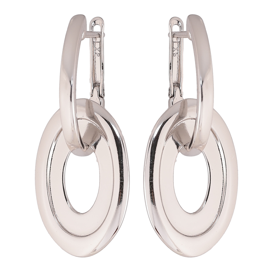 Сережки Xuping колір Родій англійський замок Овальні підвіски 2 в 1 фото №1