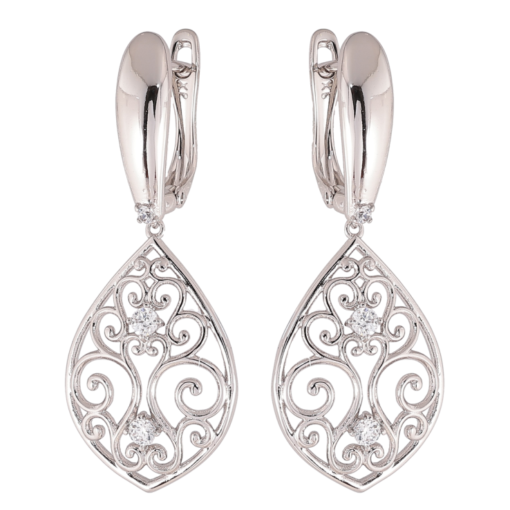 Сережки Xuping колір Родій англійський замок Ажурні підвіски фото №17