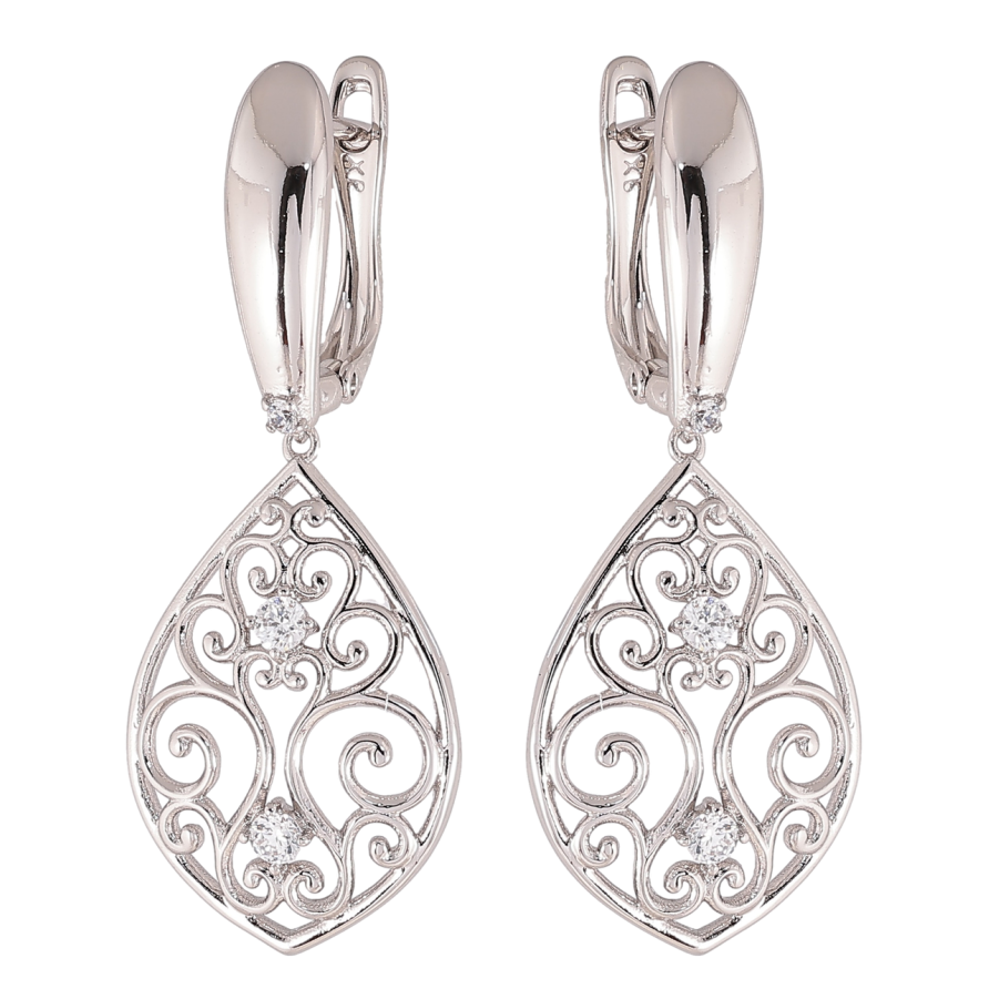 Сережки Xuping колір Родій англійський замок Ажурні підвіски фото №1