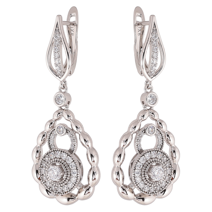 Сережки Xuping колір Родій англійський замок Декоративні підвіски з кристалами фото №7