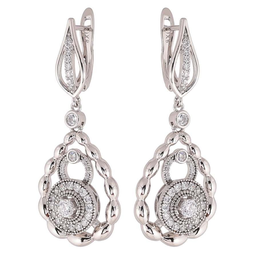 Сережки Xuping колір Родій англійський замок Декоративні підвіски з кристалами фото №1