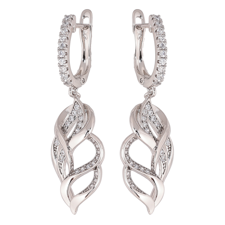 Сережки Xuping колір Родій англійський замок Декоративні підвіски з кристалами фото №10