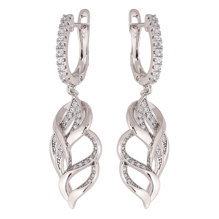 Сережки Xuping колір Родій англійський замок Декоративні підвіски з кристалами фото №1