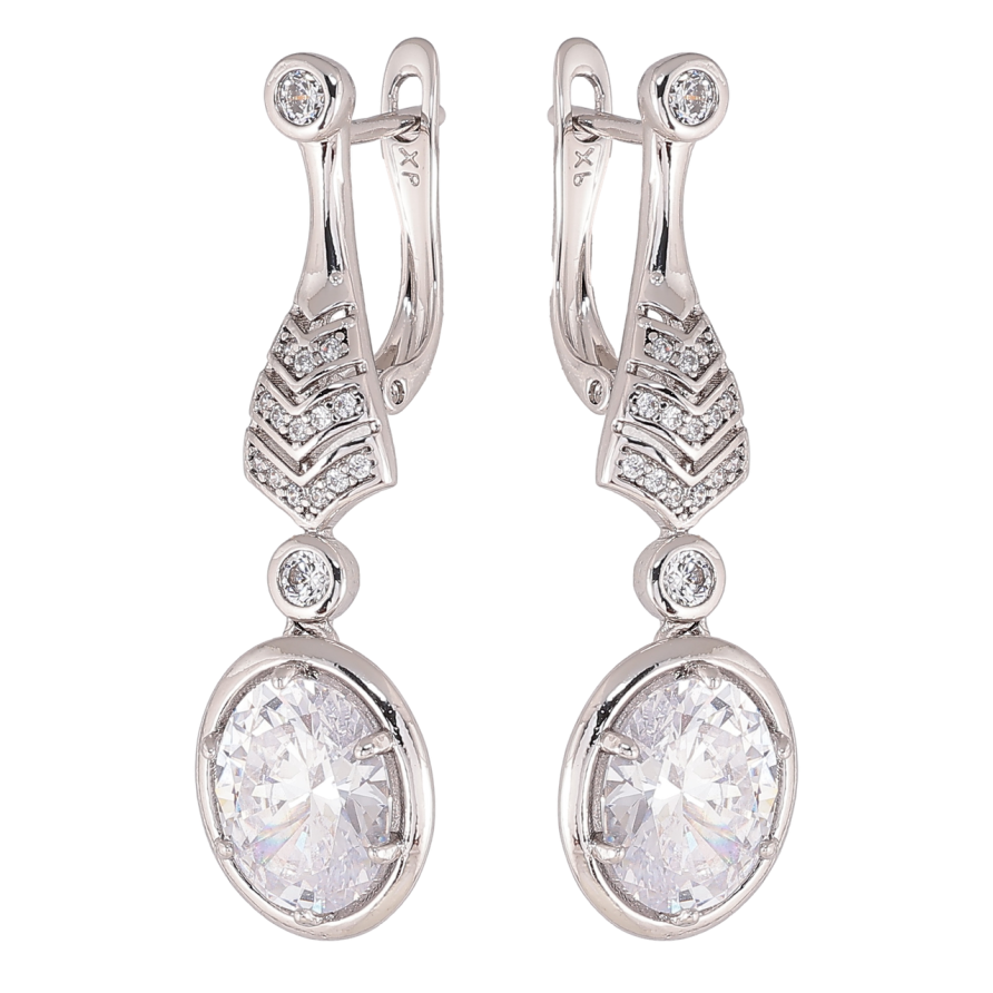 Сережки Xuping колір Родій англійський замок Кристальні підвіски фото №1