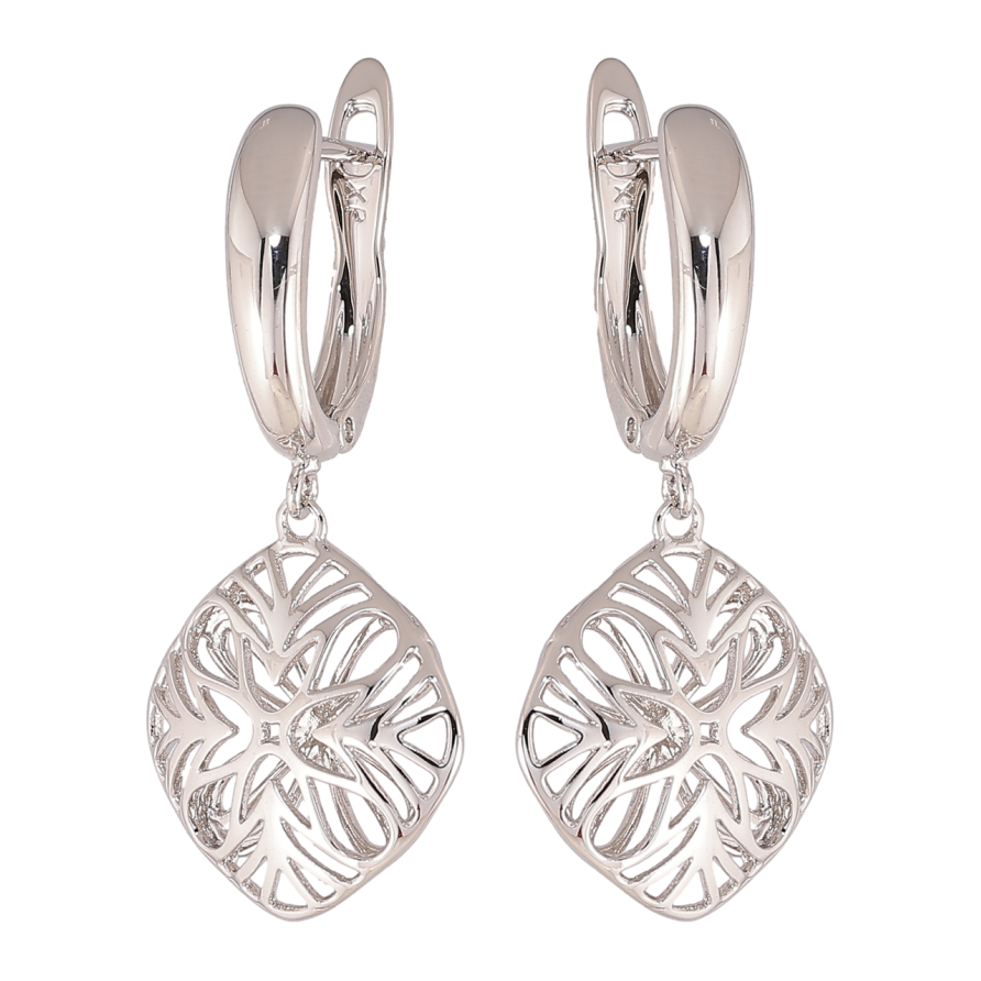 Сережки Xuping колір Родій англійський замок Різьблені підвіски фото №1