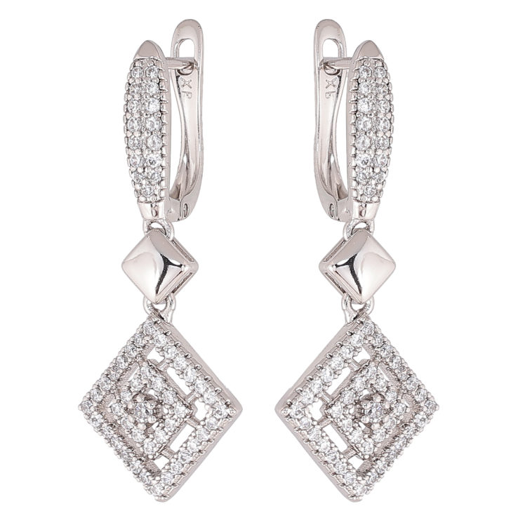 Сережки Xuping колір Родій англійський замок Підвіски з інкрустацією кристалами фото №5