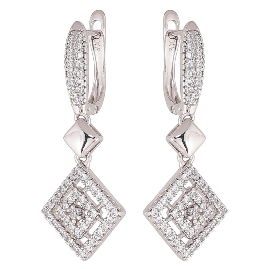 Сережки Xuping колір Родій англійський замок Підвіски з інкрустацією кристалами фото №1