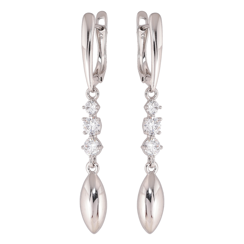 Сережки Xuping колір Родій англійський замок Підвіски з кристалами фото №3