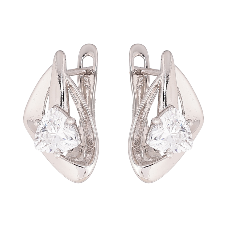 Сережки Xuping колір Родій англійський замок Візерунок з кристалами фото №5