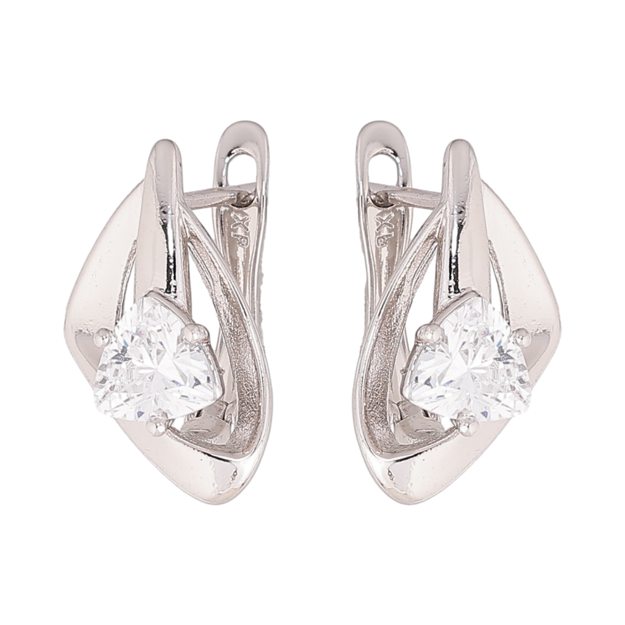 Сережки Xuping колір Родій англійський замок Візерунок з кристалами фото №1