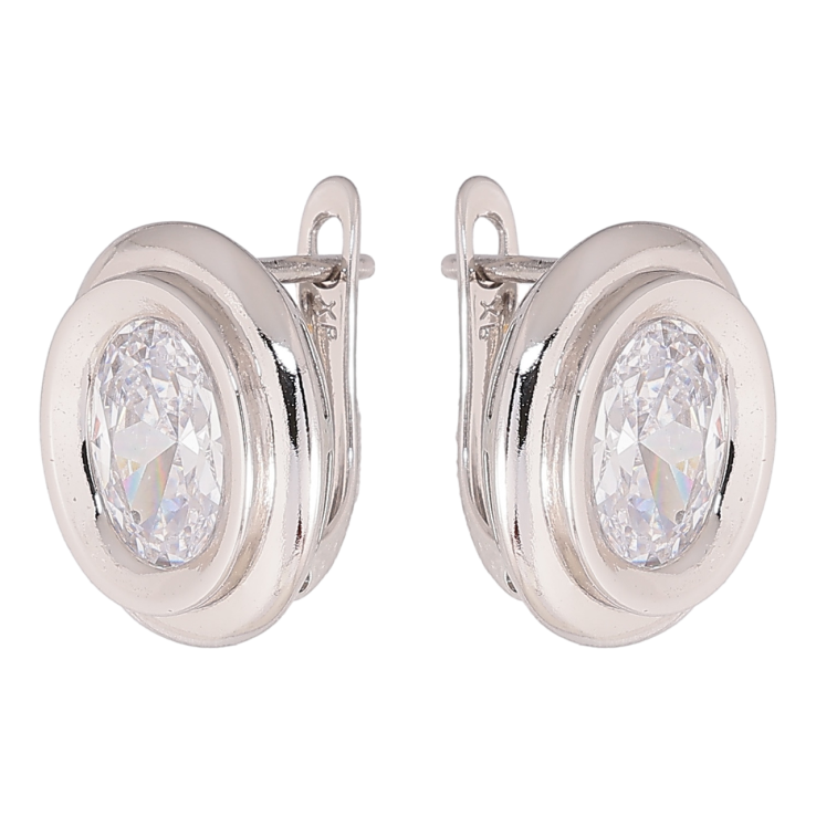 Сережки Xuping колір Родій англійський замок Овали з кристалами фото №6