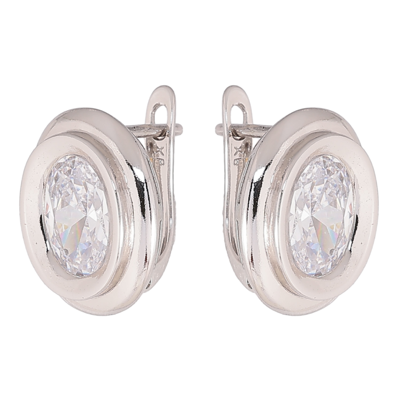 Сережки Xuping колір Родій англійський замок Овали з кристалами фото №1