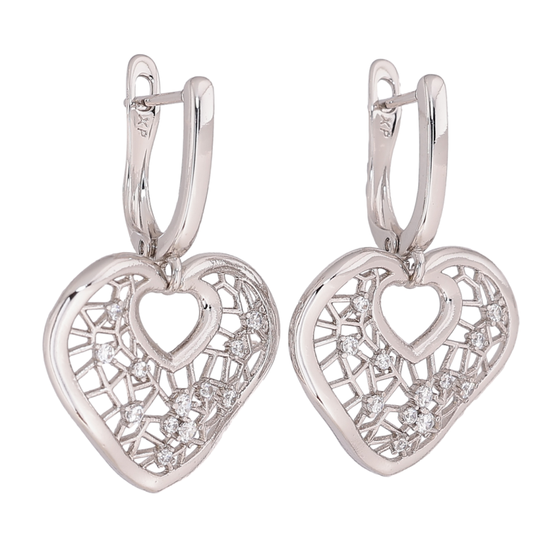 Сережки Xuping колір Родій англійський замок Підвіски сердечка з кристалами фото №1