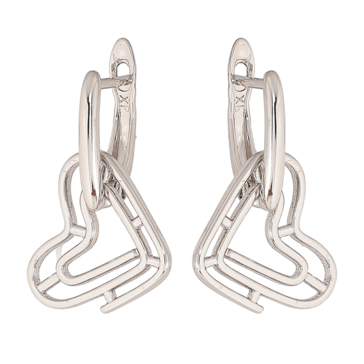 Сережки Xuping колір Родій англійський замок Сердечка 2 в 1 фото №12