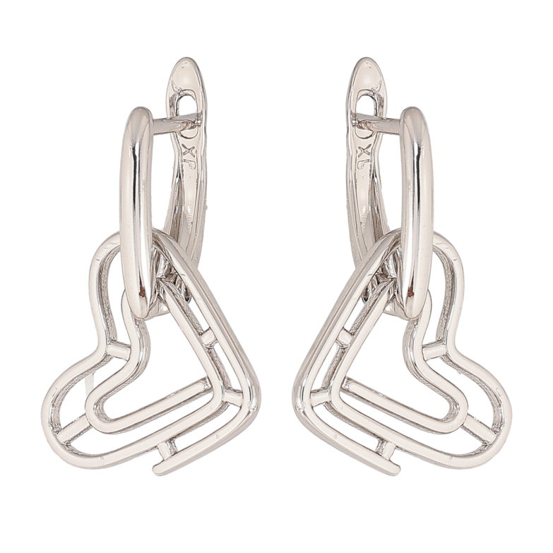 Сережки Xuping колір Родій англійський замок Сердечка 2 в 1 фото №1