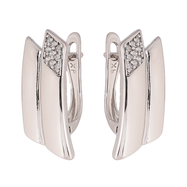 Сережки Xuping колір Родій англійський замок Візерунок з кристалами фото №14