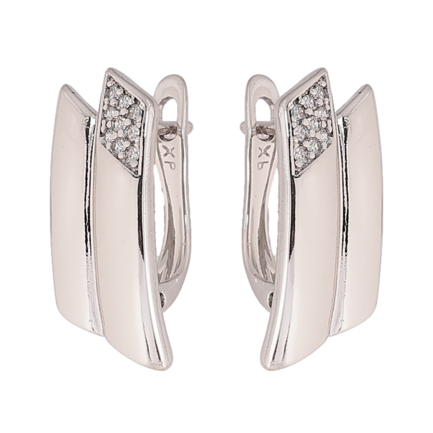 Сережки Xuping колір Родій англійський замок Візерунок з кристалами фото №1