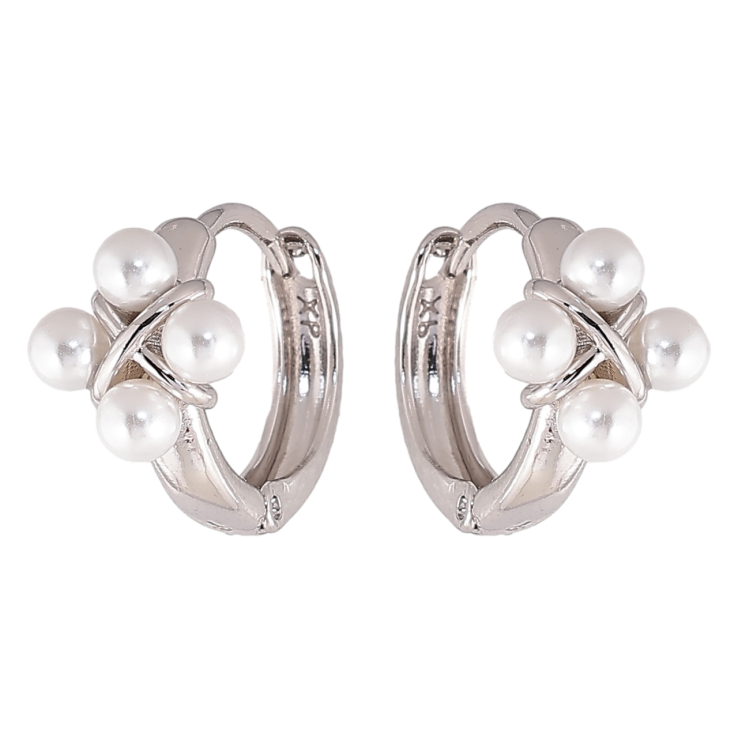 Сережки Xuping колір Родій колечка Візерунок з перлинами фото №9