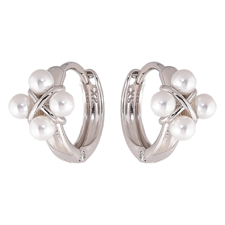 Сережки Xuping колір Родій колечка Візерунок з перлинами фото №1