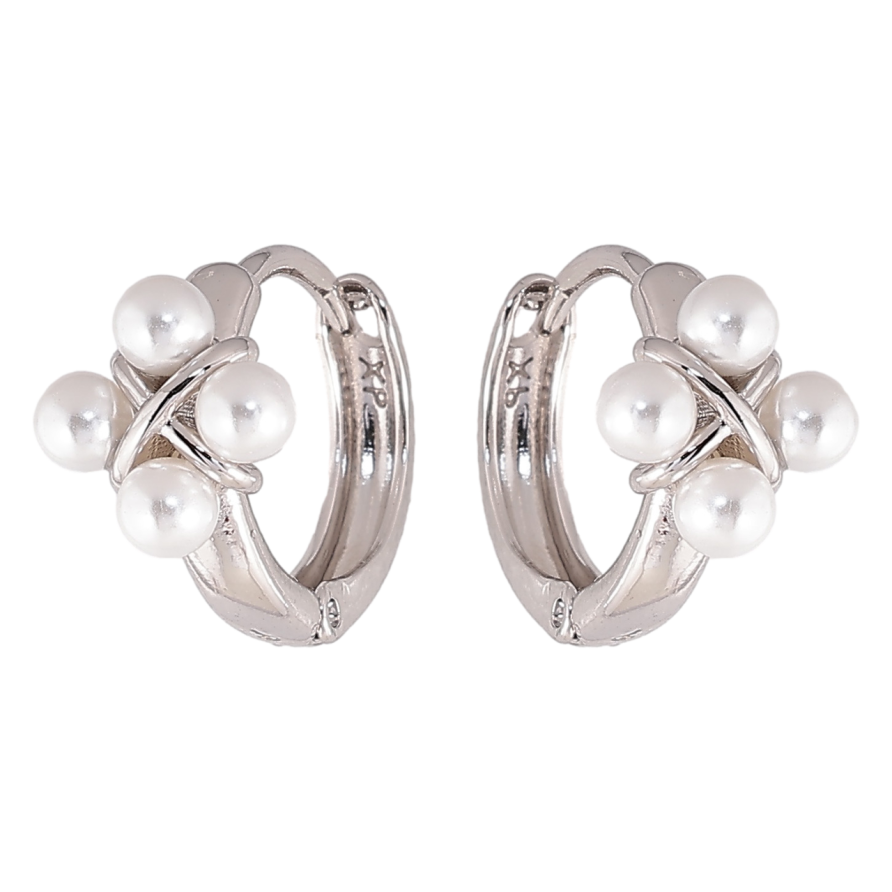 Сережки Xuping колір Родій колечка Візерунок з перлинами фото №1