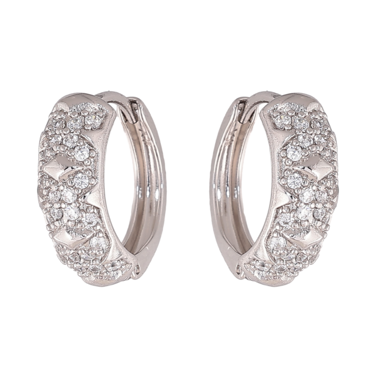 Сережки Xuping колір Родій колечка Візерунок з інкрустацією кристалами фото №3