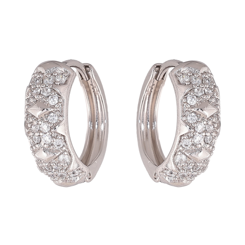 Сережки Xuping колір Родій колечка Візерунок з інкрустацією кристалами фото №1