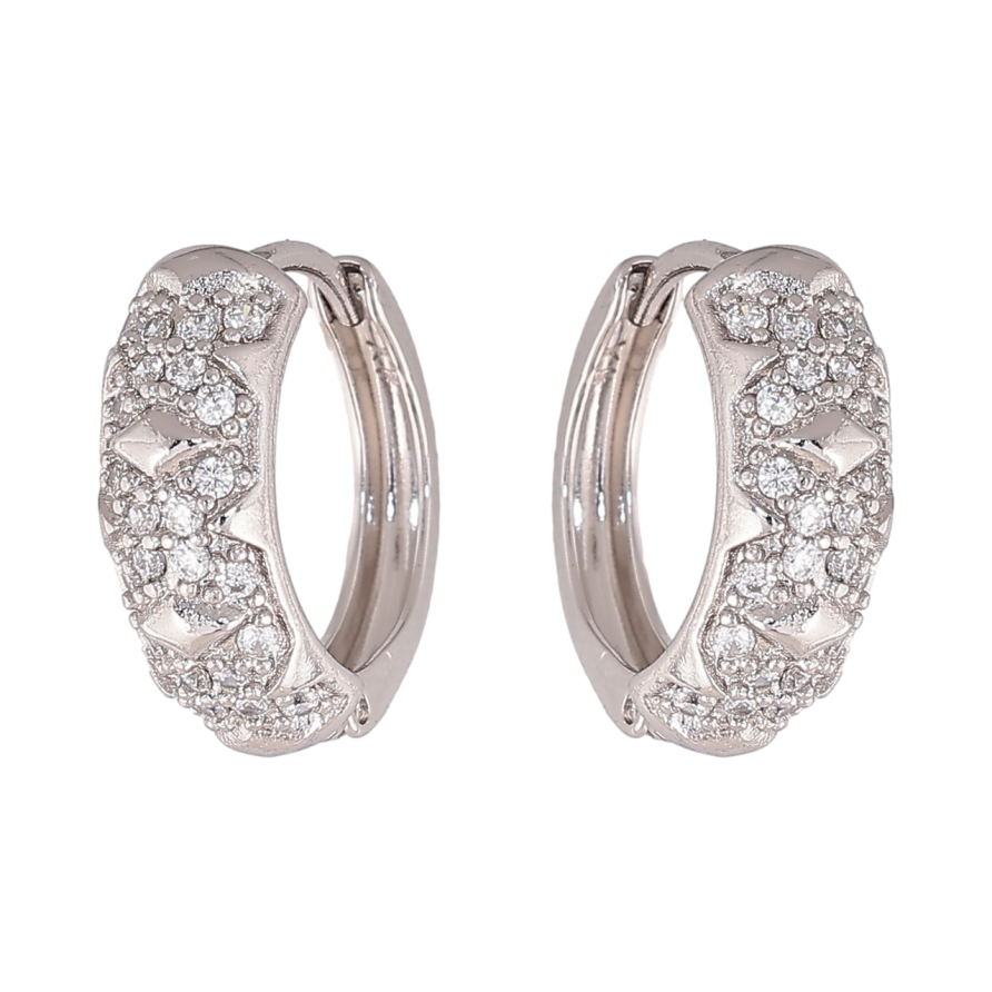 Сережки Xuping колір Родій колечка Візерунок з інкрустацією кристалами фото №1