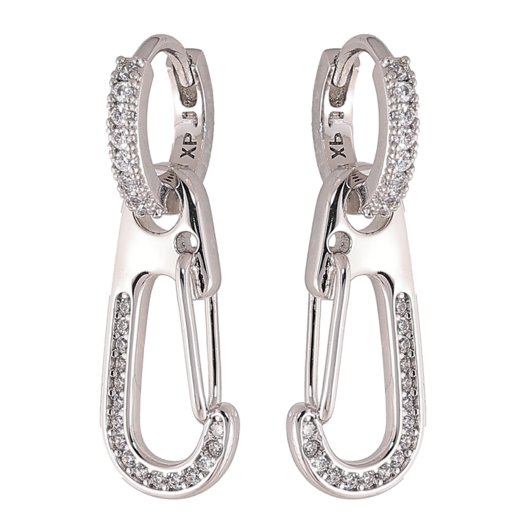 Сережки Xuping колір Родій підвіски на колечках Карабіни 2 в 1 фото №9