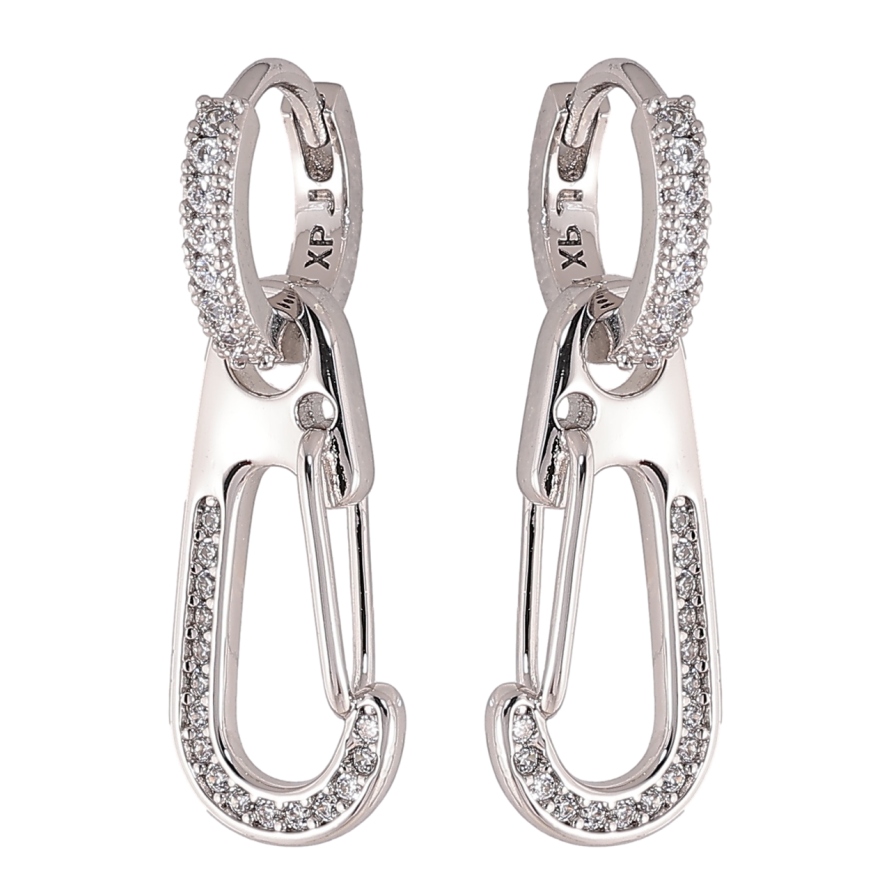 Сережки Xuping колір Родій підвіски на колечках Карабіни 2 в 1 фото №1