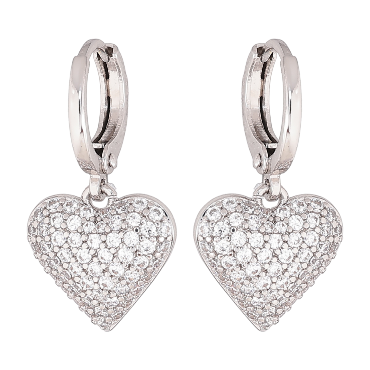 Сережки Xuping колір Родій підвіски на колечках Сердечка з інкрустацією кристалами фото №6