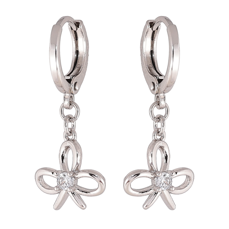 Сережки Xuping колір Родій підвіски на колечках Бантики фото №10