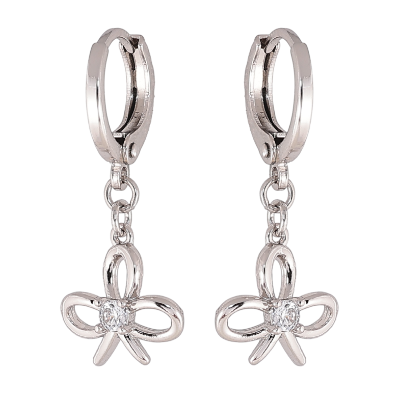 Сережки Xuping колір Родій підвіски на колечках Бантики фото №3