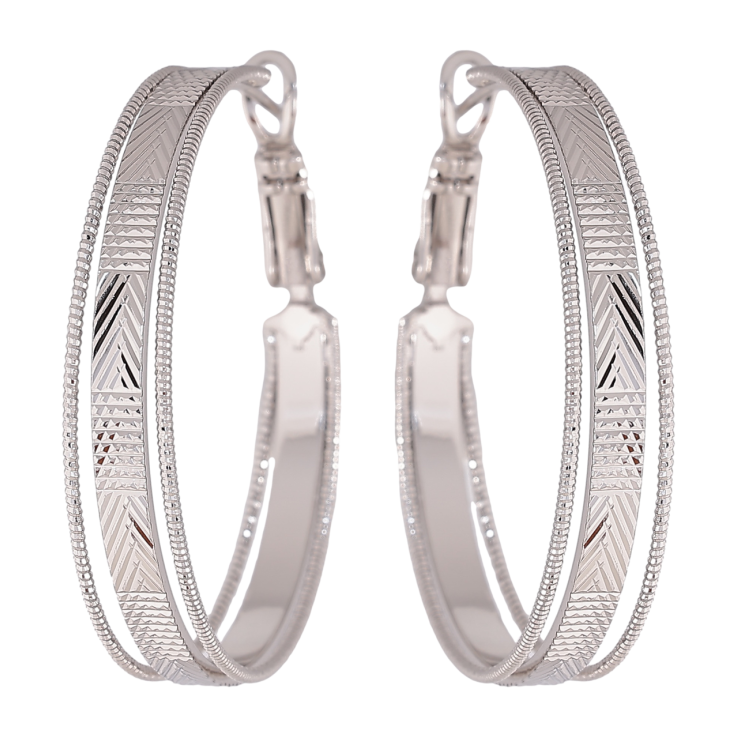 Сережки Xuping колір Родій кільця (конго) Декоративний візерунок ø 3.5см фото №18