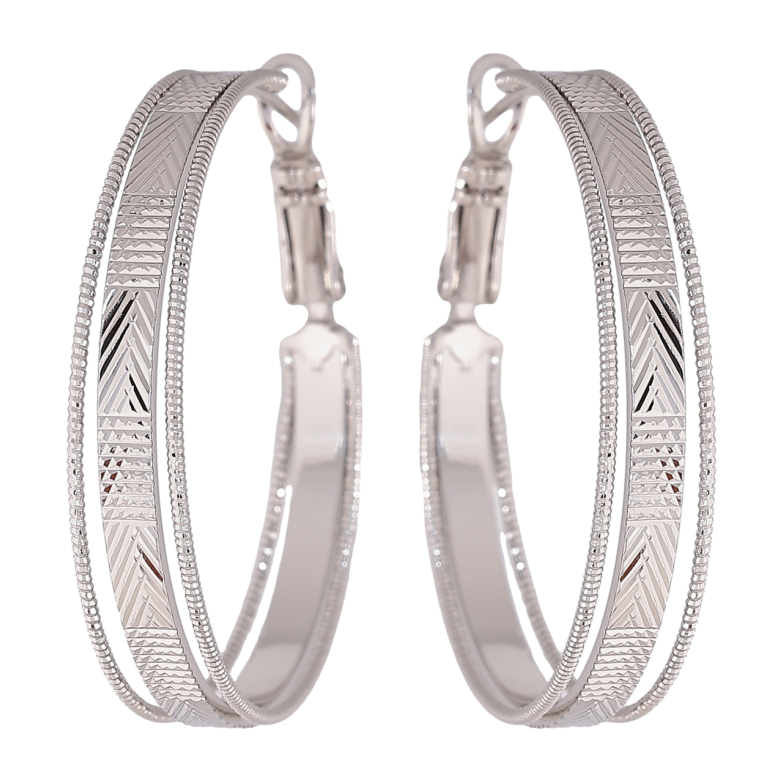 Серьги Xuping цвет Родий кольца (конго) Декоративный узор ø 3.5см фото №6